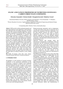 Static and Fatigue Properties of 3D Printed Continuous Carbon Fiber Nylon Composites