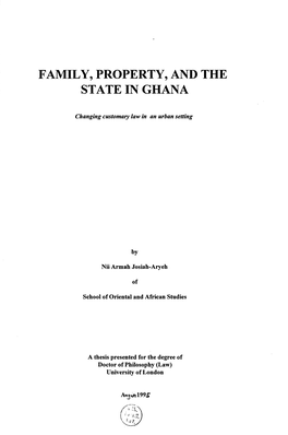 Family, Property, and the State in Ghana