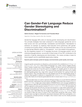 Can Gender-Fair Language Reduce Gender Stereotyping and Discrimination?