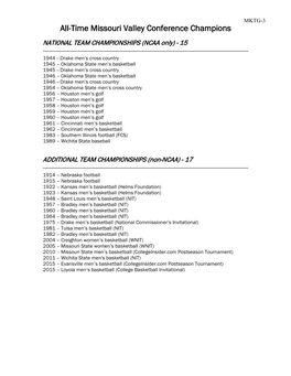 All-Time Missouri Valley Conference Champions