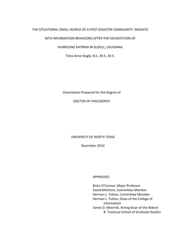 The Situational Small World of a Post-Disaster Community: Insights Into Information Behaviors After the Devastation of Hurricane