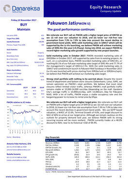 Pakuwon Jati(PWON IJ) Maintain the Good Performance Continues