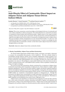 Anti-Obesity Effect of Carotenoids: Direct Impact on Adipose Tissue