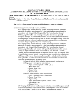 Ordinance No. 2020-0121-04 an Ordinance to Amend Section