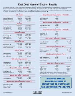 East Cobb General Election Results