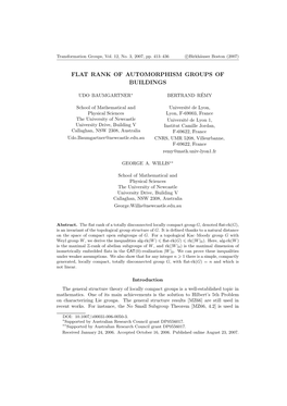 Flat Rank of Automorphism Groups of Buildings