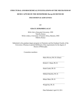 Structural and Biochemical Investigations of the Mechanism Of