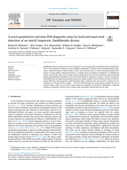 A Novel Quantitative Real-Time PCR Diagnostic Assay for Fecal and Nasal Swab Detection of an Otariid Lungworm, Parafilaroides De