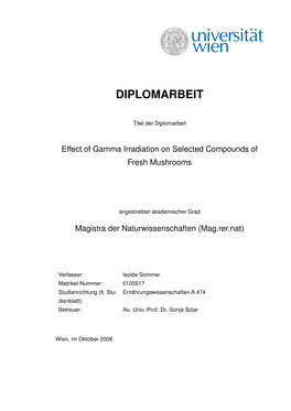 Effect of Gamma Irradiation on Selected Compounds of Fresh Mushrooms