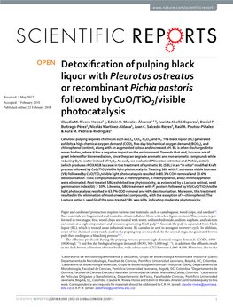 Detoxification of Pulping Black Liquor with Pleurotus Ostreatus Or