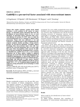 Gadd45b Is a Pro-Survival Factor Associated with Stress-Resistant Tumors