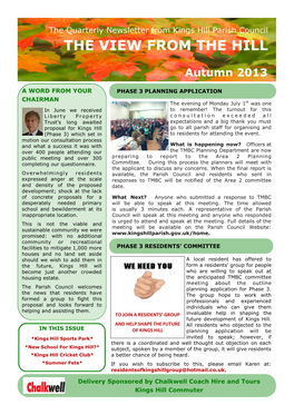 The View from the Hill Is the Quarterly Newsletter from Kings Hill Parish Council