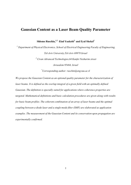 Gaussian Content As a Laser Beam Quality Parameter