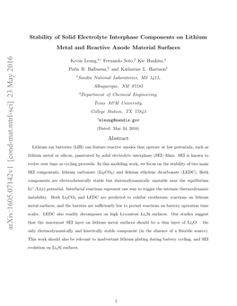 Arxiv:1605.07142V1 [Cond-Mat.Mtrl-Sci] 23 May 2016 Cls Ecas Edl Eopsso Ihl-Otn Li Li-Content High on Decomposes Readily Also Permi LEDC to Low Suﬃciently Scales