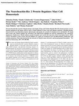 The Neurobeachin-Like 2 Protein Regulates Mast Cell Homeostasis