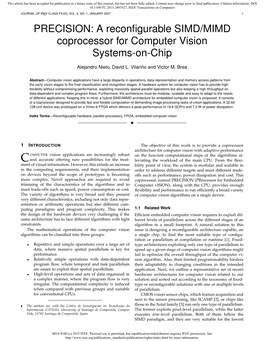 A Reconfigurable SIMD/MIMD Coprocessor for Computer