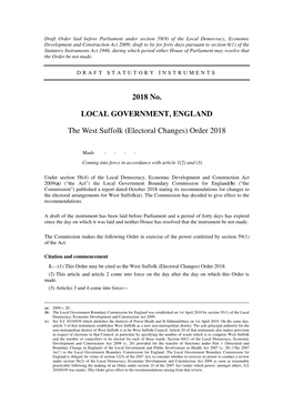 The West Suffolk (Electoral Changes) Order 2018