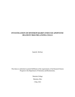 Investigation of Dinitroparaben-Induced Apoptotic Death in M624 Melanoma Cells