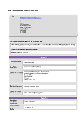 Proposed Plan Environmental Report (March 2016)