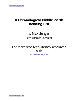 Chronological Middleearth Reading List