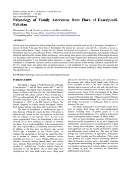 Palynology of Family Asteraceae from Flora of Rawalpindi- Pakistan