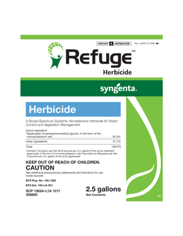 Refuge [Herbicide] Must Be Used Only in Accordance with Requirements on This Label Or in Separately Published Supplemental Labeling Requirements for This Product