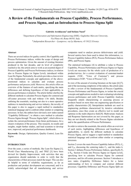 A Review of the Fundamentals on Process Capability, Process Performance, and Process Sigma, and an Introduction to Process Sigma Split