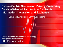 Patient-Centered Service-Oriented Architecture for Health