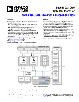 Blackfin Dual Core Embedded Processor ADSP-BF606/ADSP-BF607/ADSP-BF608/ADSP-BF609