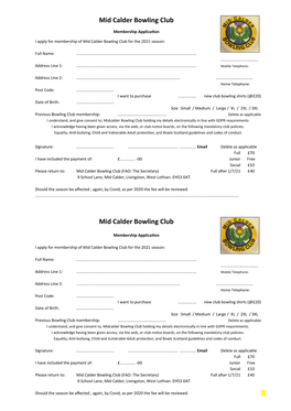 2021 Season Application Form