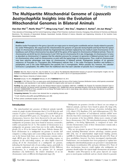 The Multipartite Mitochondrial Genome of Liposcelis Bostrychophila: Insights Into the Evolution of Mitochondrial Genomes in Bilateral Animals