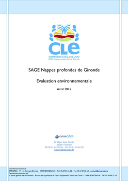 SAGE Nappes Profondes De Gironde Evaluation Environnementale