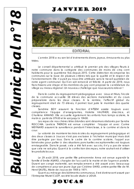 Bulletin Municipal N°18 L’Entreprise Muriel CLOP, Société Locale Située À LIOUX