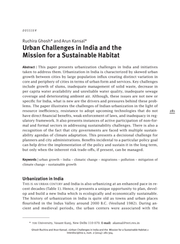 Urban Challenges in India and the Mission for a Sustainable Habitat