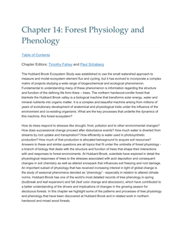 Forest Physiology and Phenology. Chapter 14