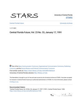 Central Florida Future, Vol. 23 No. 33, January 17, 1991