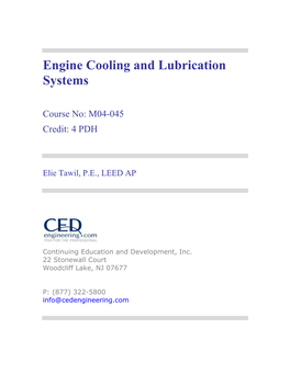 Engine Cooling and Lubrication Systems
