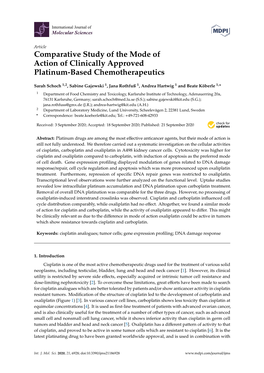 Comparative Study of the Mode of Action of Clinically Approved Platinum-Based Chemotherapeutics