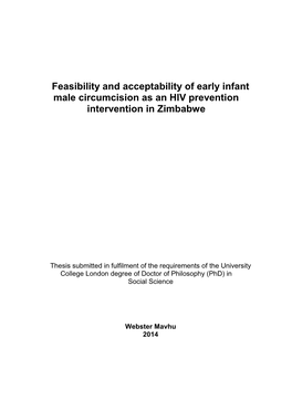 Feasibility and Acceptability of Early Infant Male Circumcision As an HIV Prevention Intervention in Zimbabwe