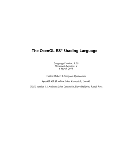 The Opengl ES Shading Language