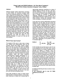 Fuzzy Logic and SAS Software