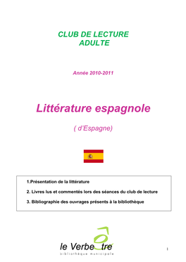 Littérature Espagnole