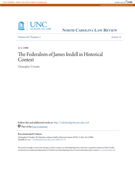 The Federalism of James Iredell in Historical Context, 69 N.C
