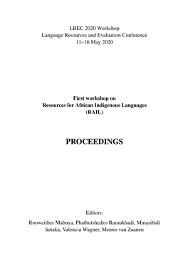 First Workshop on Resources for African Indigenous Languages (RAIL)