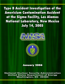 Type B Accident Investigation of the Americium Contamination Accident