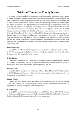 Origins of Tennessee County Names