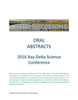 Oral Abstracts