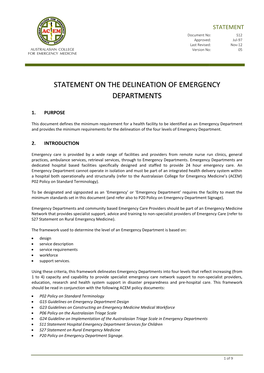 Statement on the Delineation of Emergency Departments (S12)