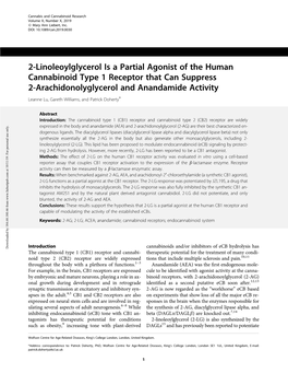 2-Linoleoylglycerol Is a Partial Agonist of the Human Cannabinoid Type 1 Receptor That Can Suppress 2-Arachidonolyglycerol and Anandamide Activity