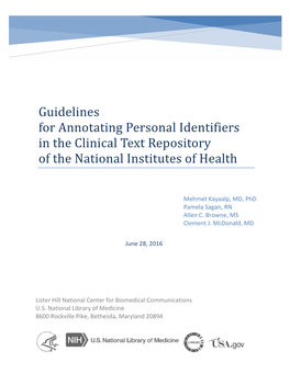 Guidelines for Annotating Personal Identifiers in the Clinical Text Repository of the National Institutes of Health